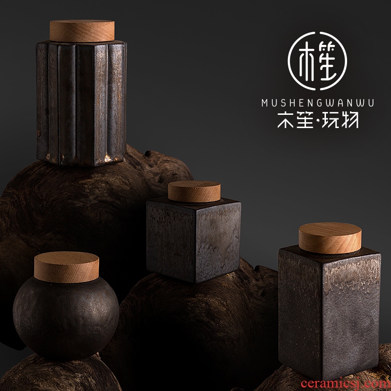 Move ceramic tea pot Japanese creative household moisture - proof seal pot storage jar contracted lovely longjing green tea