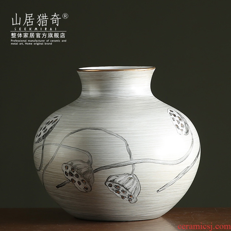 Creative hand - made lotus ceramic vase furnishing articles sitting room of Chinese style household table panel flower arranging flowers