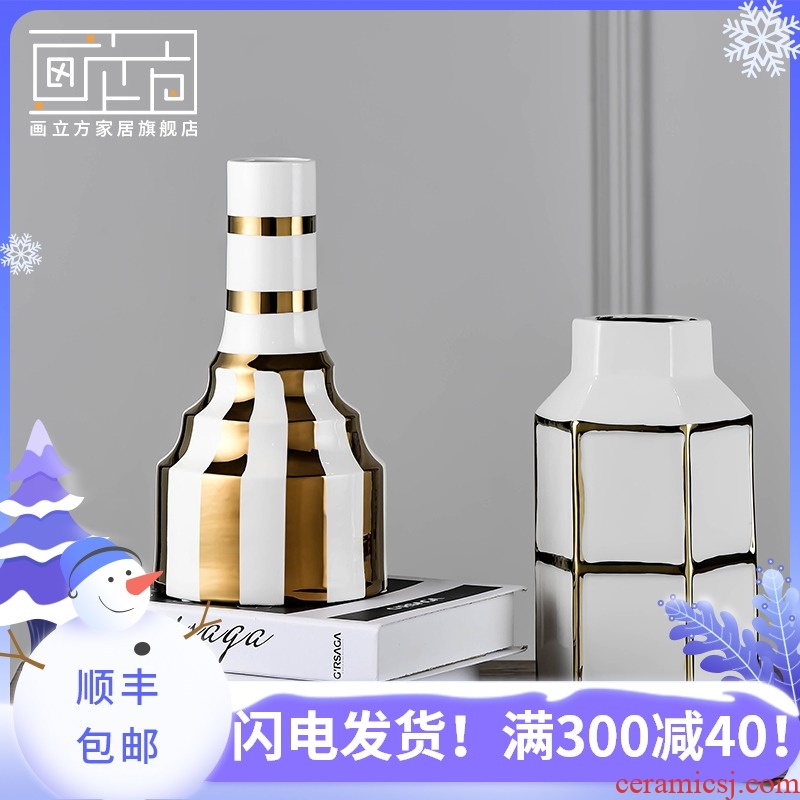 Furnishing articles cubic I and contracted example room ceramic vase Nordic sitting room dried flowers, flower arrangement, household decorations