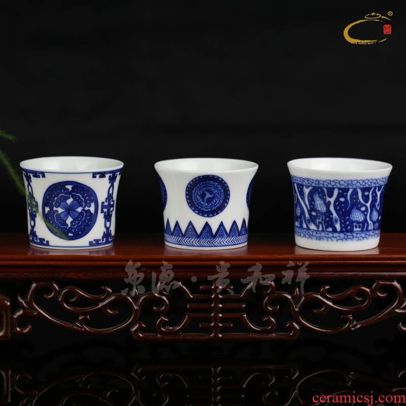 Jing DE and auspicious Jing DE collection jingdezhen up with pure manual hand - made ceramic sample tea cup kung fu tea cups