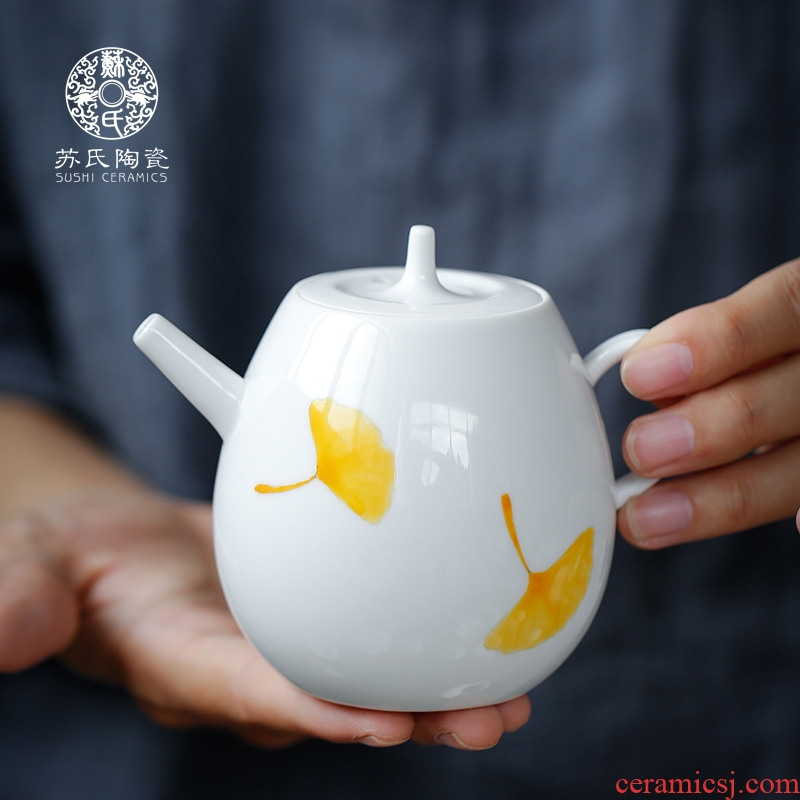 Su hand - made ceramic teapot household teapot contracted little single pot of tea, green tea kettle with tea