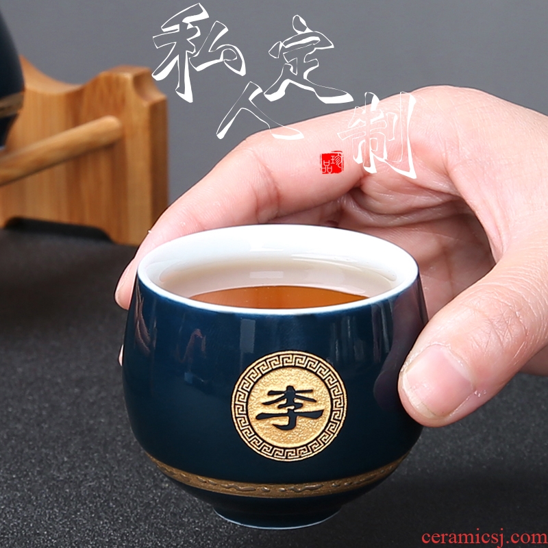 The Ceramic sample tea cup private custom name engraved words noggin kung fu master single glass Ceramic cups cups of tea