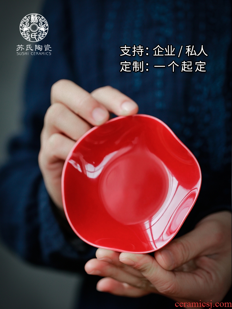 Su ji red cup mat ceramic insulation pad kung fu tea accessories small saucer mat cup base