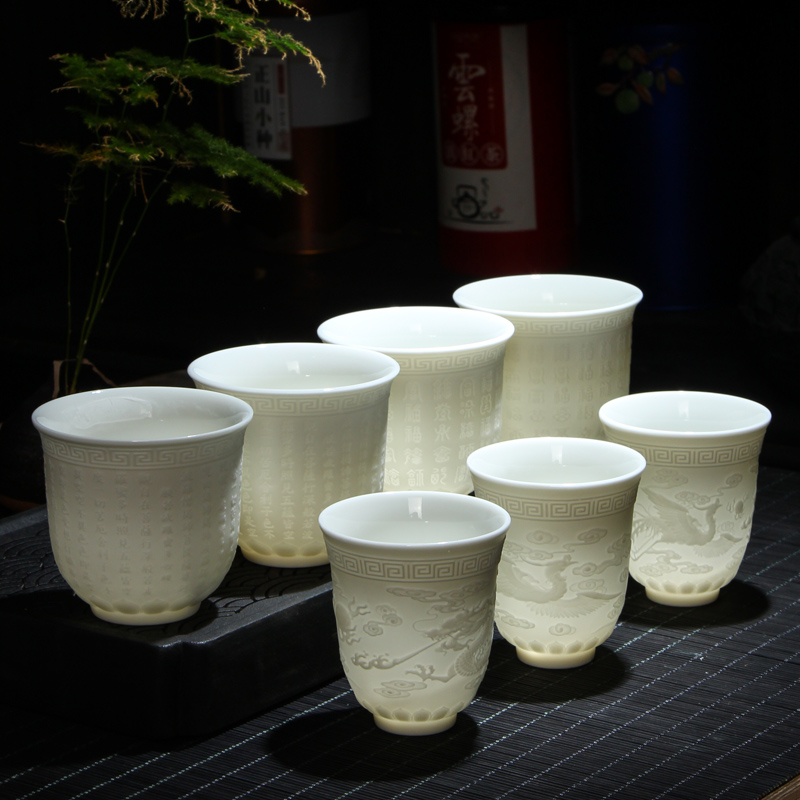 Dehua suet white porcelain tea set master cup manual sample tea cup zen centering the kung fu tea cups ceramic cup