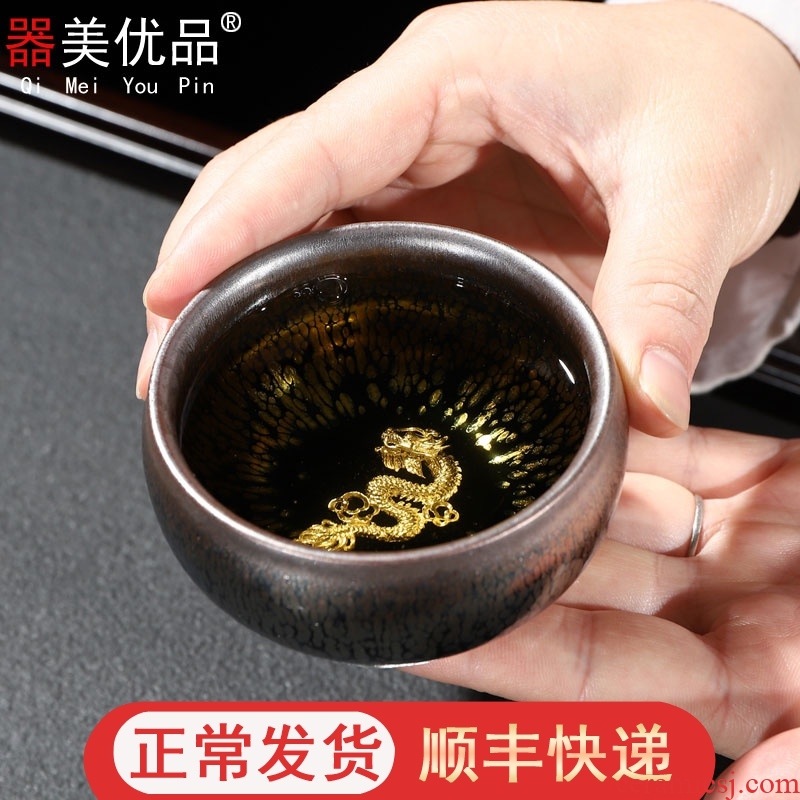 Implement the optimal product built light sword koubei single cup sample tea cup with gold and silver master cup personal cup red glaze, ceramic tea set
