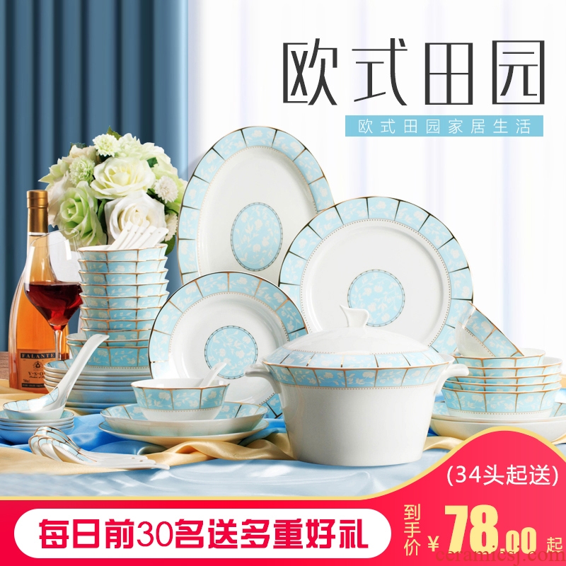 Jingdezhen ceramic tableware Korean creative dishes suit household European - style bowls of ipads plate plate tableware portfolio