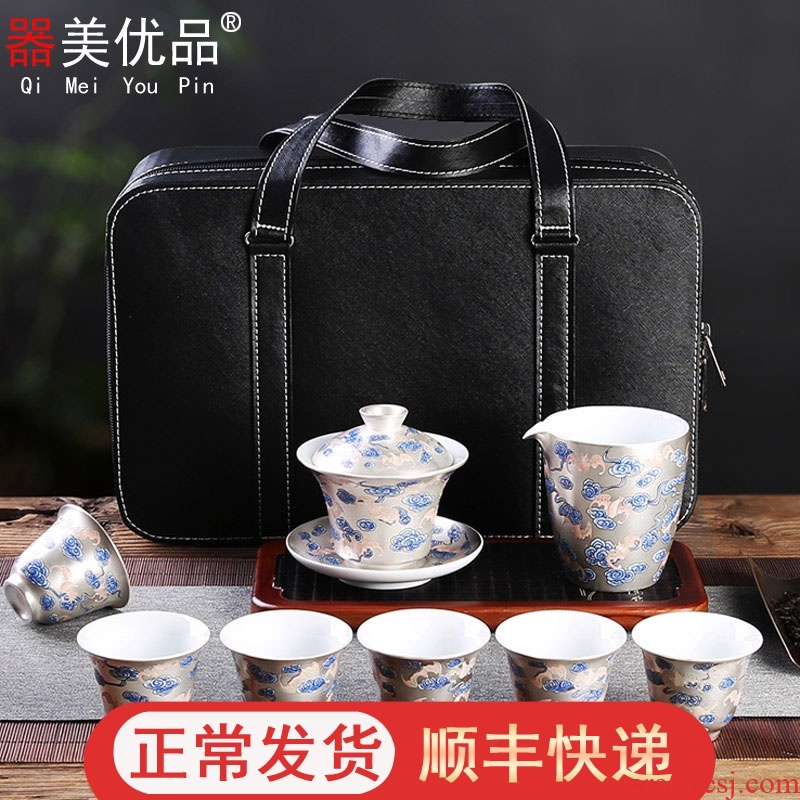 Implement the optimal product kung fu tea set with silver love tureen checking ceramic tea set a complete set of contracted the teapot