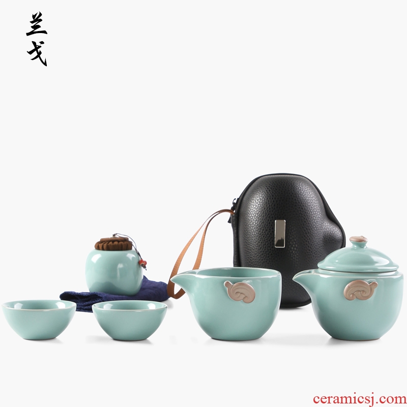 Having your up travel tea set suit small household set open piece of ceramic parts of the portable cups porcelain crack cup