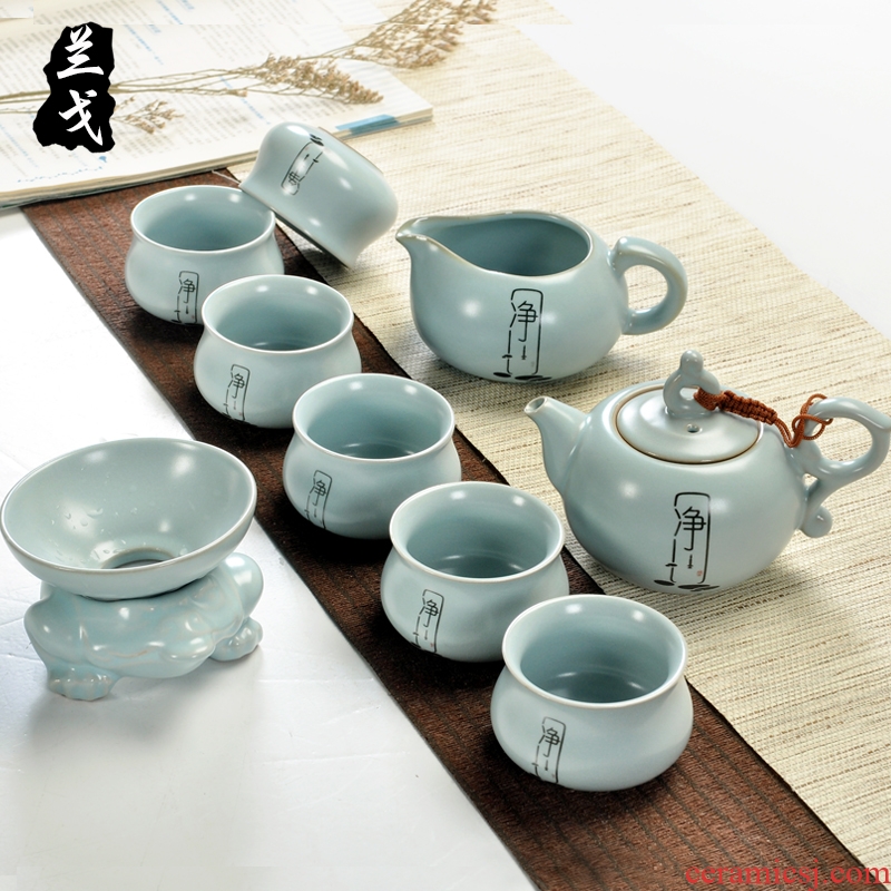 Having your up of a complete set of tea set suits for your porcelain open piece of kung fu tea tureen ceramic teapot tea cups