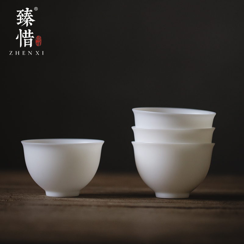Become precious little dehua thin foetus biscuit firing suet jade white porcelain kung fu tea sample tea cup tea cups set by hand