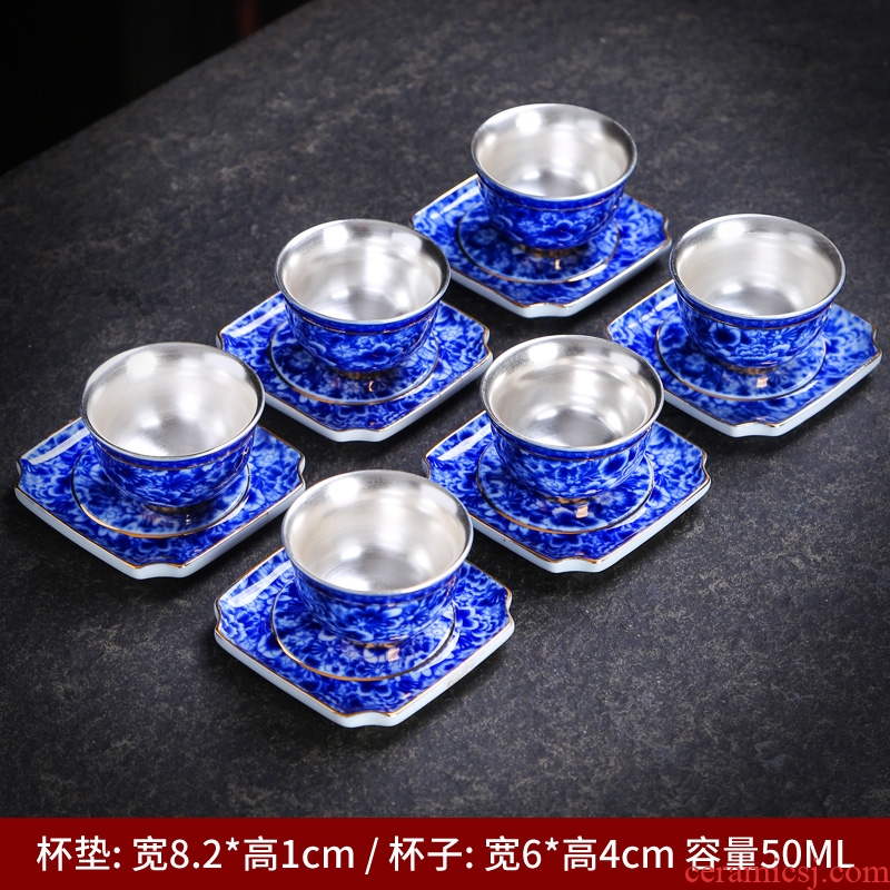 Sterling silver cup manual master cup personal single cup sample tea cup of jingdezhen ceramic kung fu tea Japanese contracted