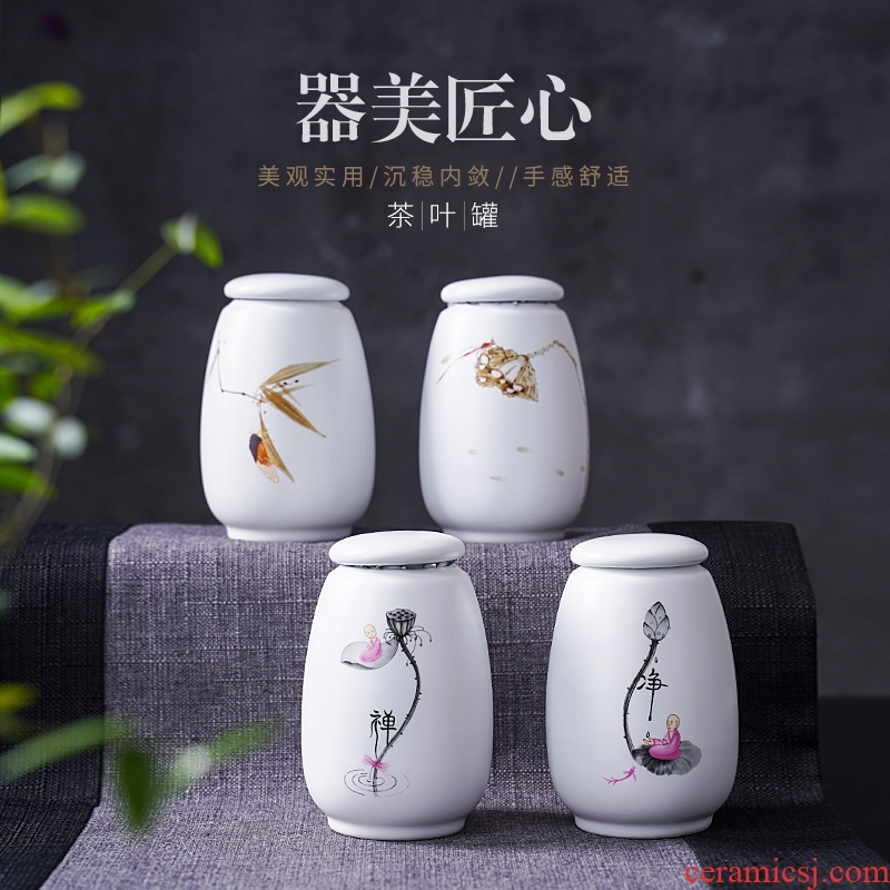 Jingdezhen ceramic tea pot to save tea boxes ceramic seal pot home small moistureproof receives creative storage tanks