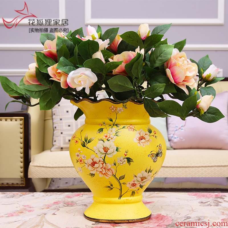 American vase furnishing articles household act the role ofing is tasted, creative New Year sitting room of Europe type restoring ancient ways simulation ceramics dried flower flower arranging flowers
