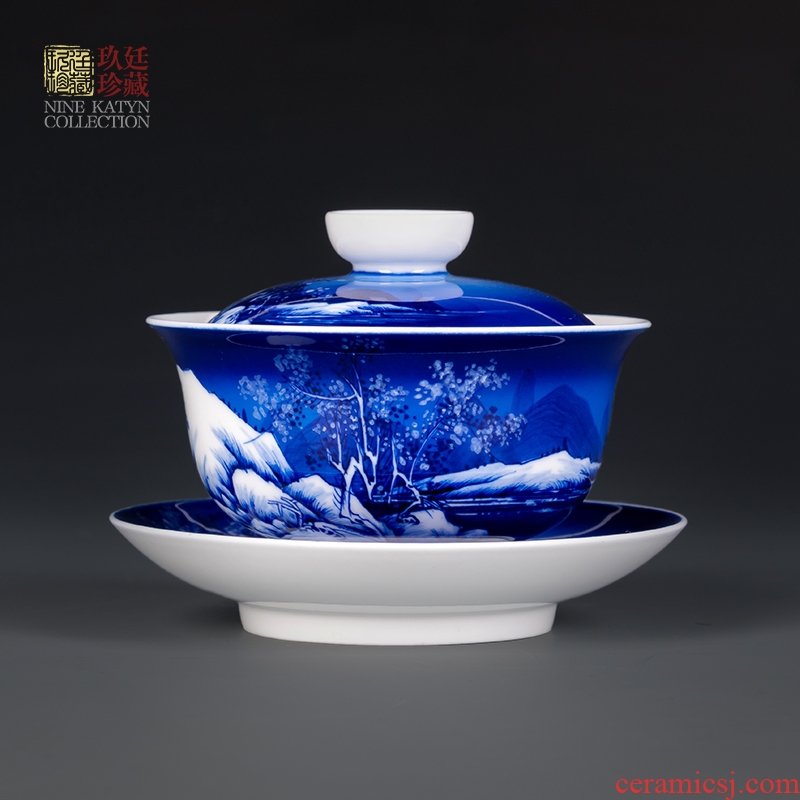 About Nine katyn manual all three to make tea tureen jingdezhen hand - made ceramic cups kung fu tea set large bowl to bowl
