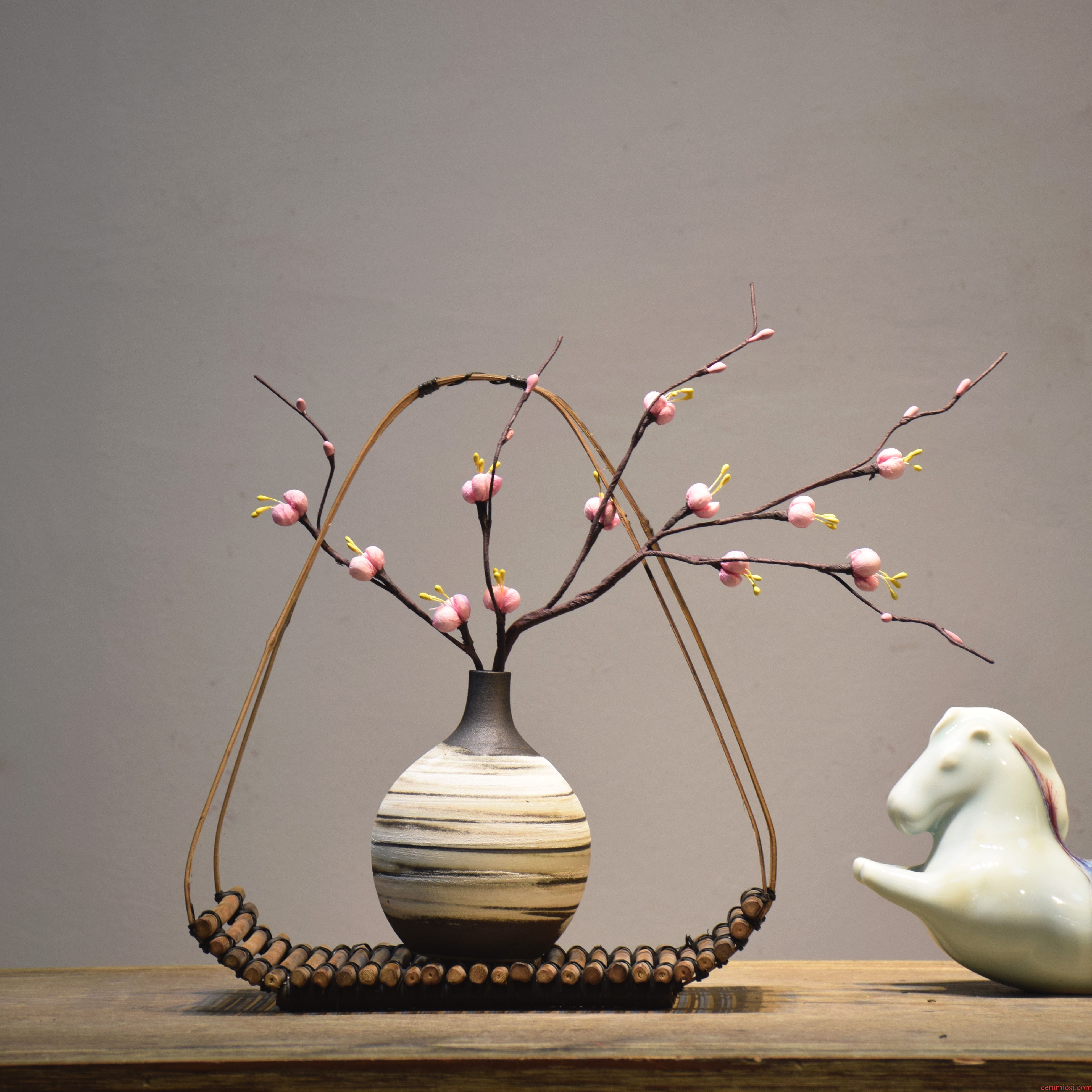 New Chinese style creative ceramic vases, bamboo has contracted hotels flower arranging the sitting room porch household decorations zen furnishing articles