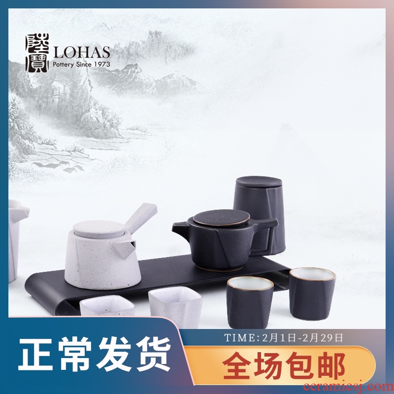 Lupao ceramic drinking hidden landscape rocks with kung fu tea set gift box industry of rural wind teapot cross - border currency
