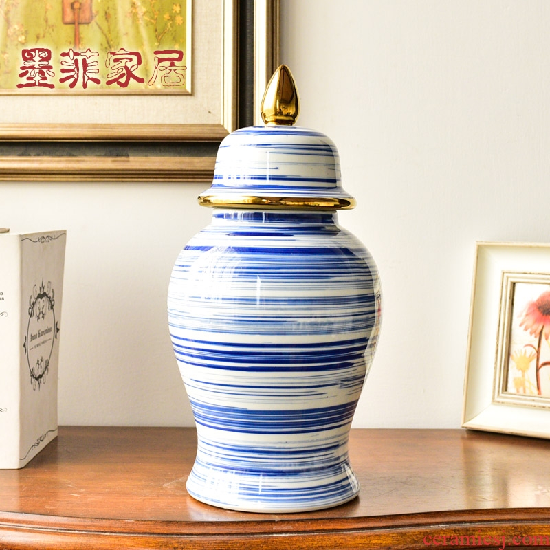 Light of jingdezhen blue and white porcelain vases, new Chinese style key-2 luxury sitting room porch general tank decorative flower arranging furnishing articles household act the role ofing is tasted