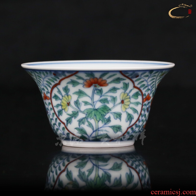 And auspicious jingdezhen ceramic kung fu master manual hand - made color bucket cup tea set manually pull embryo sample tea cup