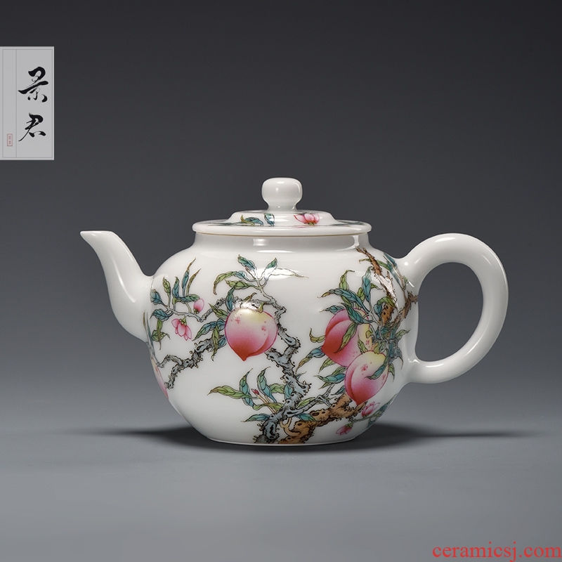 JingJun jingdezhen ceramics hand - made peach kung fu tea set ceramic teapot single pot of tea