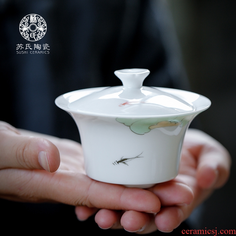 Su hand - made tureen teacup on glaze color ceramic household kung fu tea bowl finger bowl to tea cups