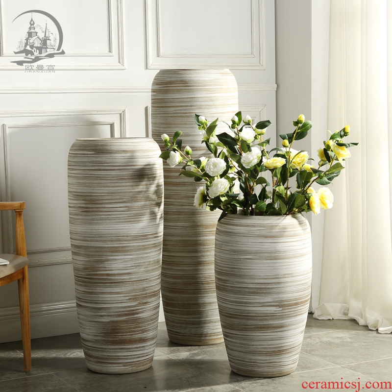 Jingdezhen ceramic large vase furnishing articles Europe type restoring ancient ways is the sitting room TV ark, ground flower adornment ornament
