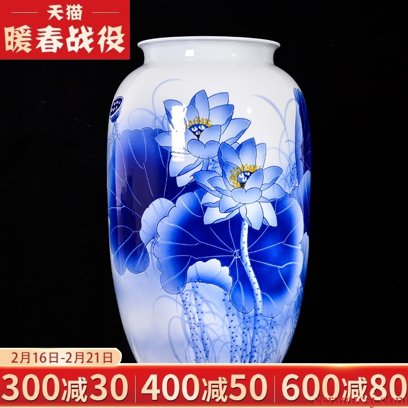 Jingdezhen ceramic furnishing articles hand - made of blue and white porcelain vases, flower arranging TV ark, Chinese style household, the sitting room porch decorations