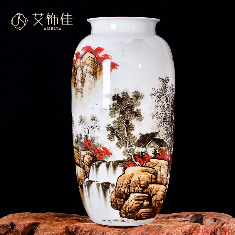 The Master of jingdezhen ceramics hand - made scenery decorative vase Chinese sitting room porch ark, crafts are arranging flowers