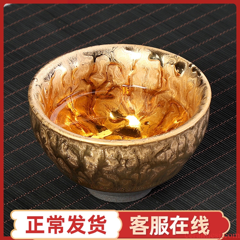 Gold cup pure 24 k Gold ceramic cup building light rail tire oil droplets checking tea cup single cup size, master