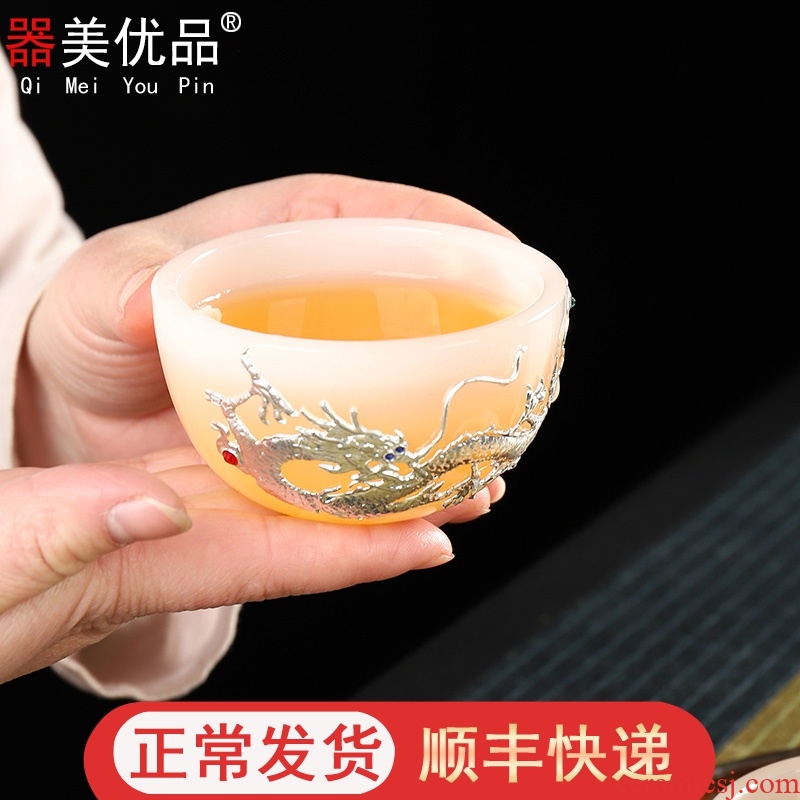 The Machine has the best tea to treat with silver coloured glaze jade porcelain cups office thickening the lamp that kung fu tea cup hot tea gift box