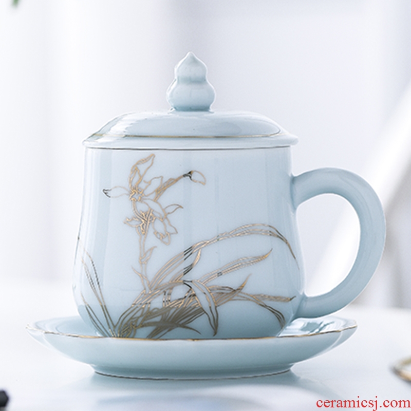 Jingdezhen ceramic cups with cover household glass office personal single cup tea cup fuels the coffee cup