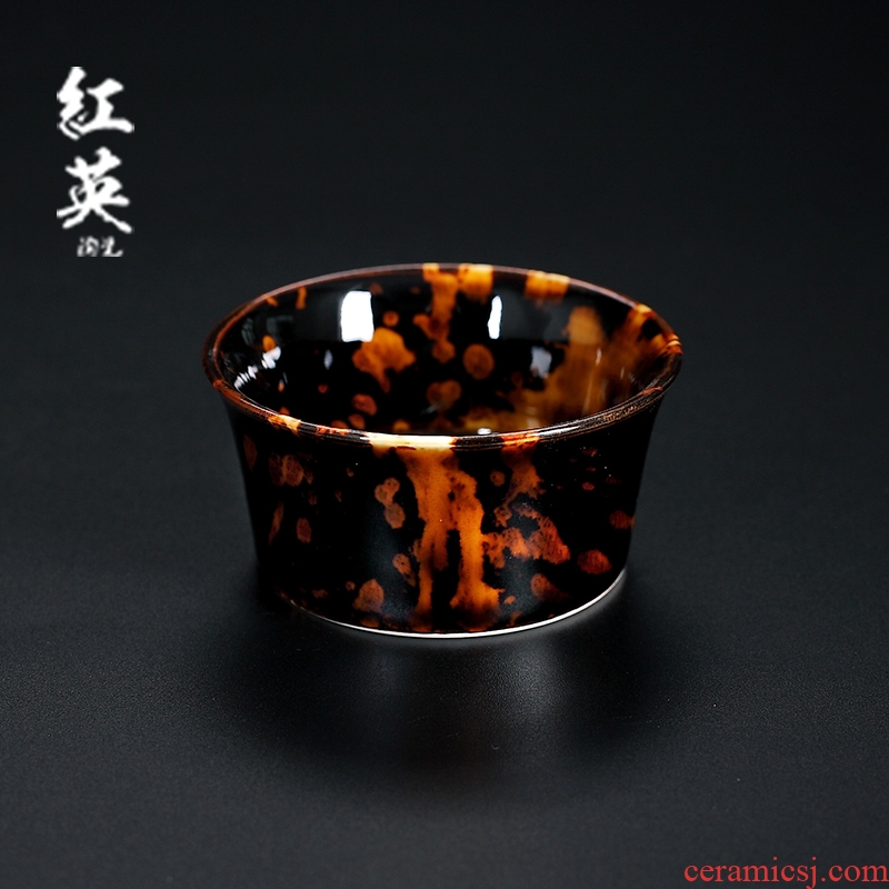 Hongying jizhou up ceramic hawksbill temmoku glaze lamp that jingdezhen kung fu tea sample tea cup to build master cup single CPU