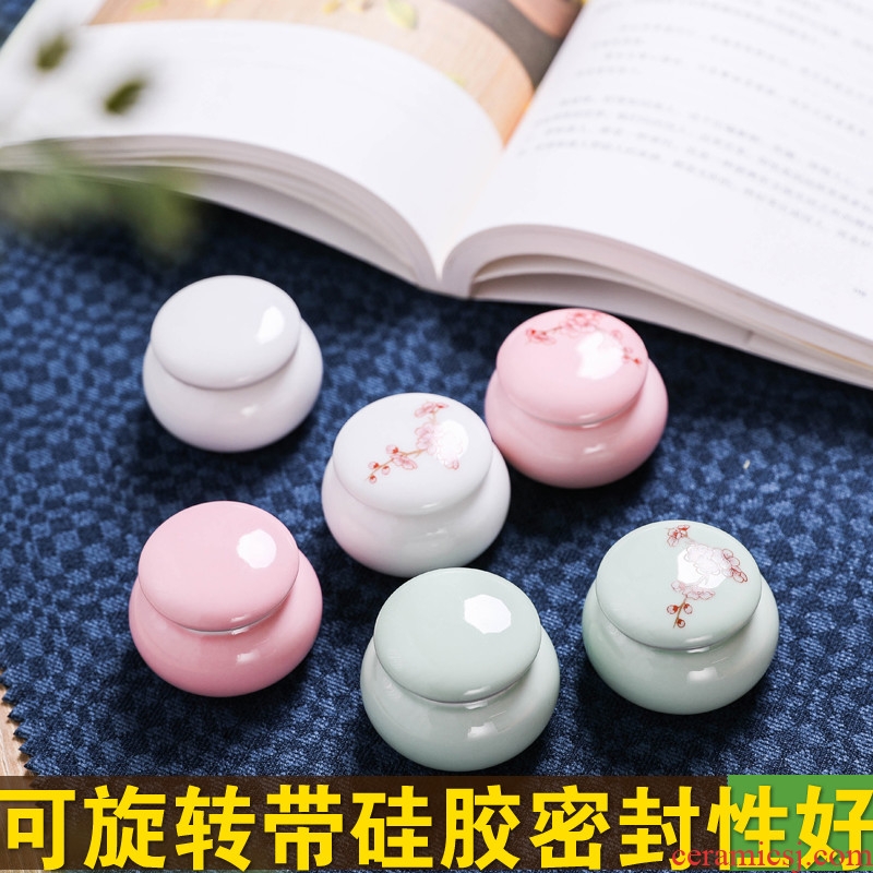 The New small porcelain ceramic pot can rotate with silica gel cream cream packing pot sweet cartridges rouge lipstick as cans