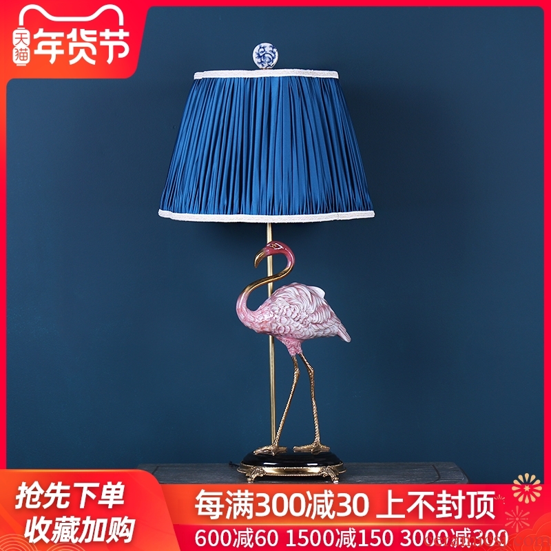 Nordic simulation ceramics flamingos sitting room lamp household act the role ofing is tasted handicraft bedroom creative bedside lamp furnishing articles