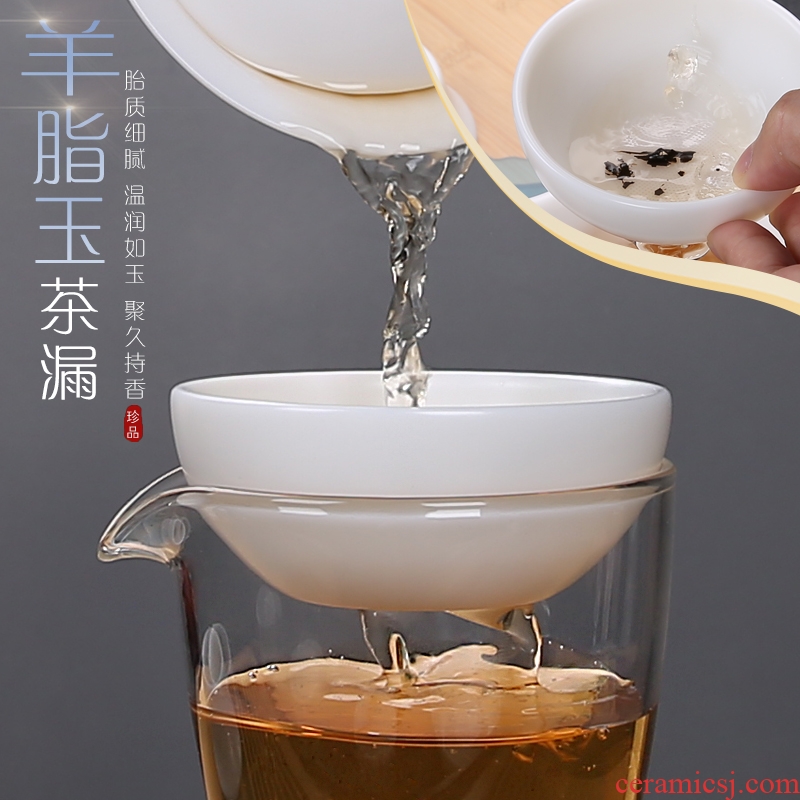 ) bracket dehua white porcelain suit one perforated filter ceramic tea set with parts tea tea filter is good