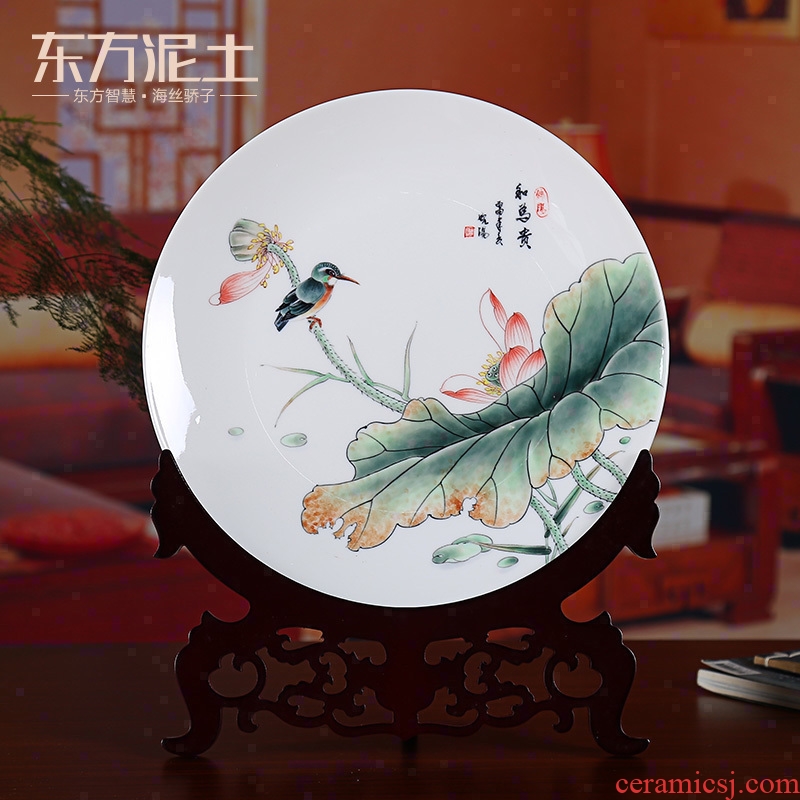 Oriental clay ceramic hand - made hang dish place Chinese wine rich ancient frame sitting room adornment version into gifts
