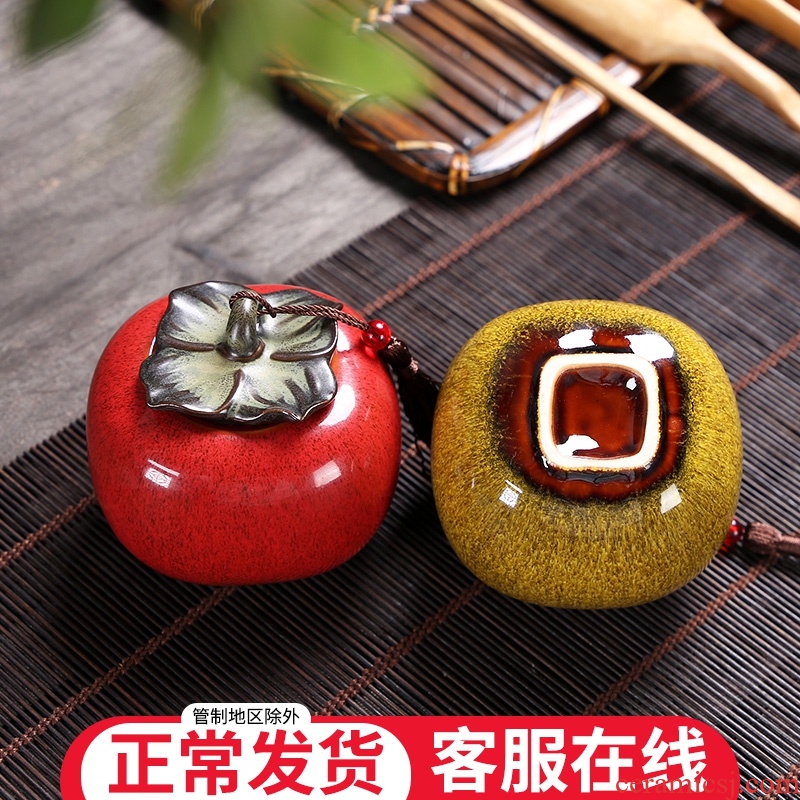 Persimmon Persimmon Persimmon ruyi put tea caddy fixings portable sealed as cans ceramic containers of tea POTS furnishing articles