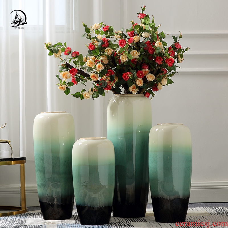 Ou jingdezhen ceramic vase landing large sitting room hotel villa contracted household adornment ornament