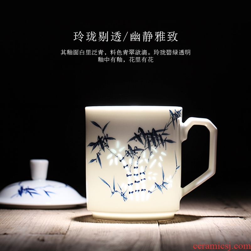 Jingdezhen ceramic hand - made porcelain and exquisite tea cups with cover tea tea cup mark cup home office