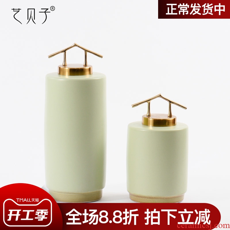 Modern new Chinese ceramic art BeiZi tank furnishing articles soft outfit decoration example room club hotel living room decoration