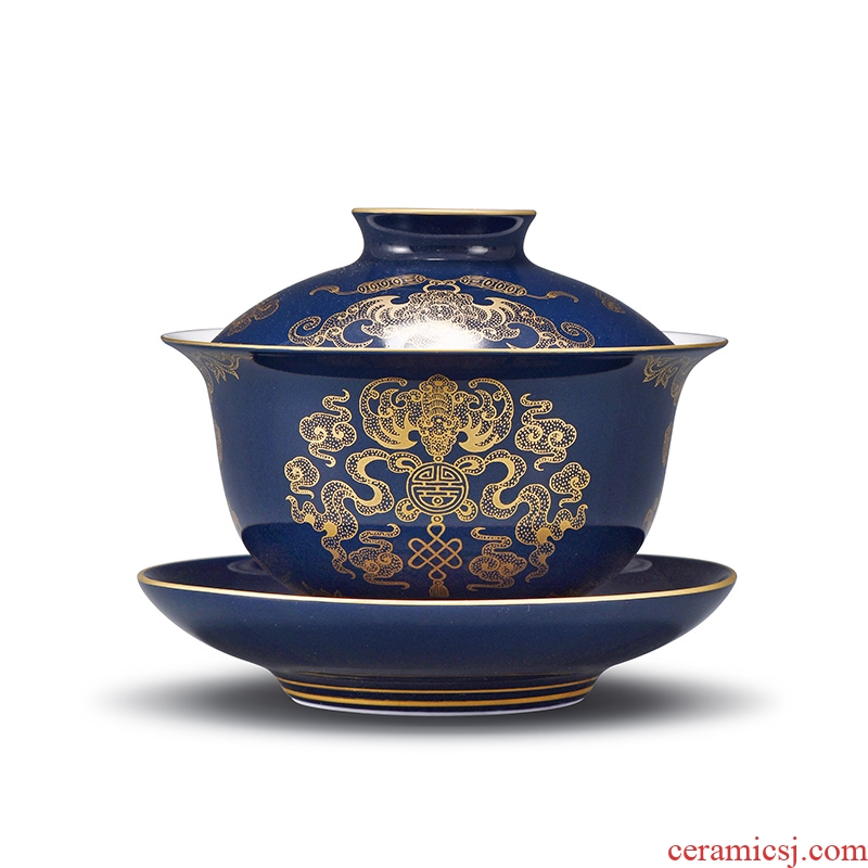 Kung fu tea set the see only three tureen JingJun jingdezhen ceramics cup tea bowl and gift porcelain cups
