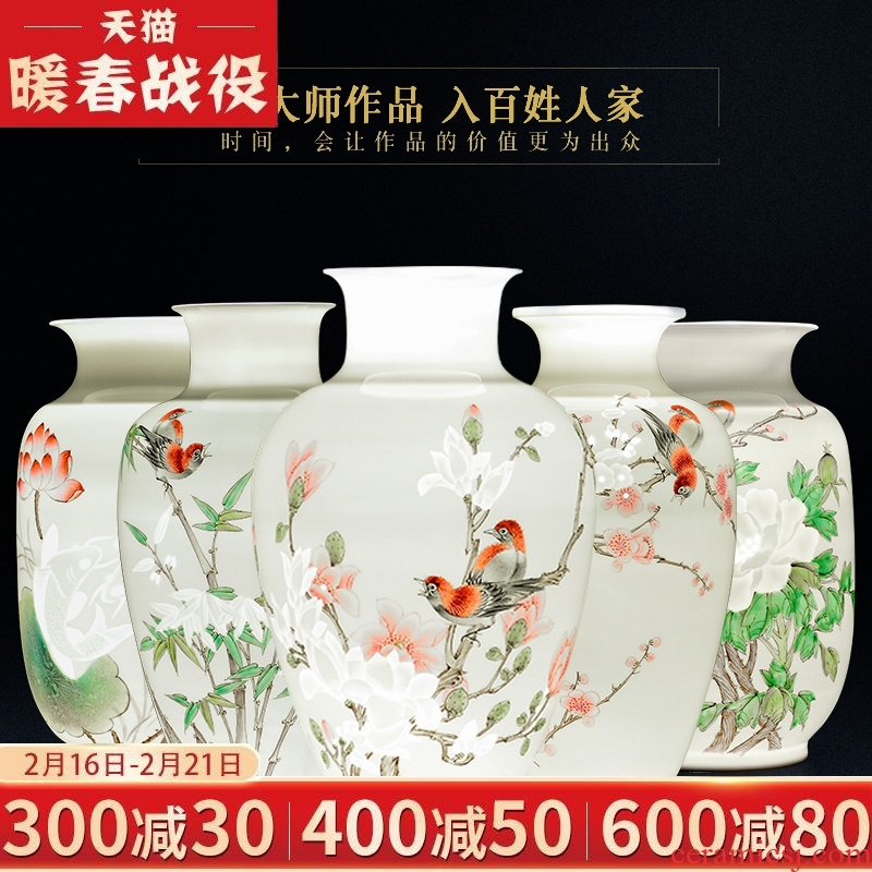 New Chinese style of jingdezhen ceramics powder enamel hand - made big vase furnishing articles flower arranging home sitting room decoration decoration process
