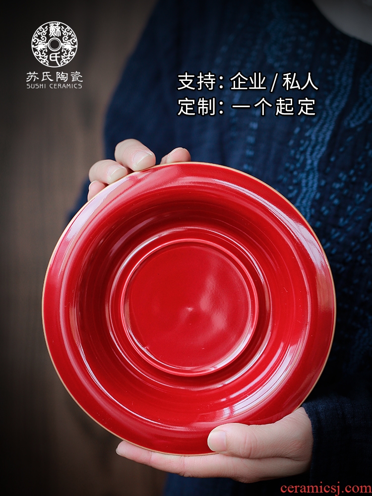 Su ceramic kung fu tea accessories dry home ceramic bearing pot pot tray was contracted socket round tea