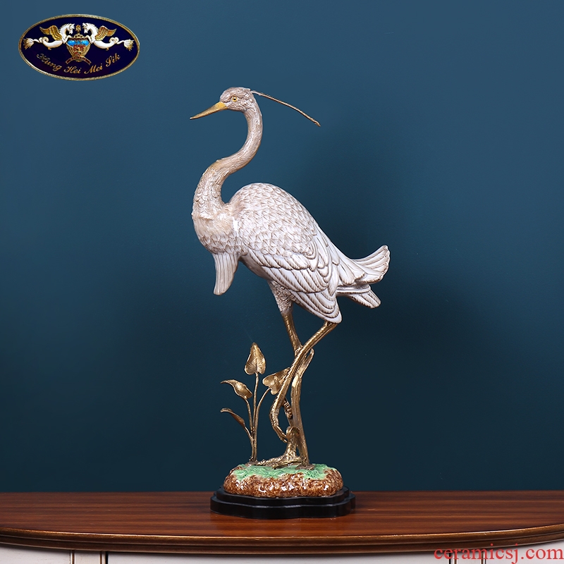 Cranes furnishing articles ceramics with copper European - style home decoration ideas sitting room porch decoration feng shui hand - made of handicraft