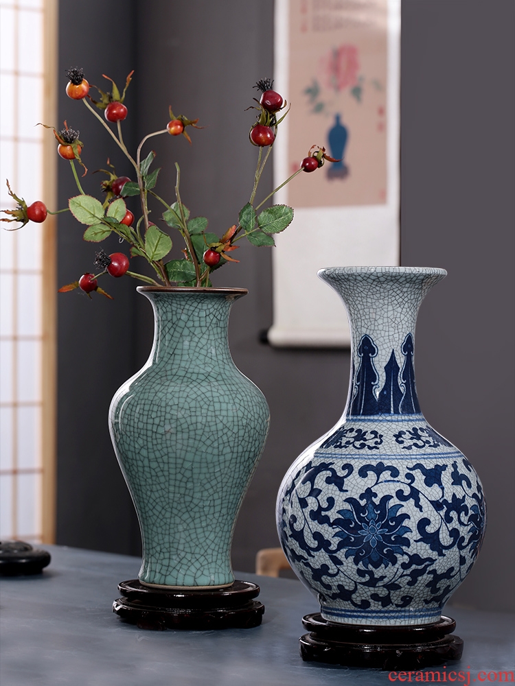Imitation of classical jingdezhen ceramics up on vase furnishing articles sitting room flower arranging rich ancient frame of Chinese style household ornaments