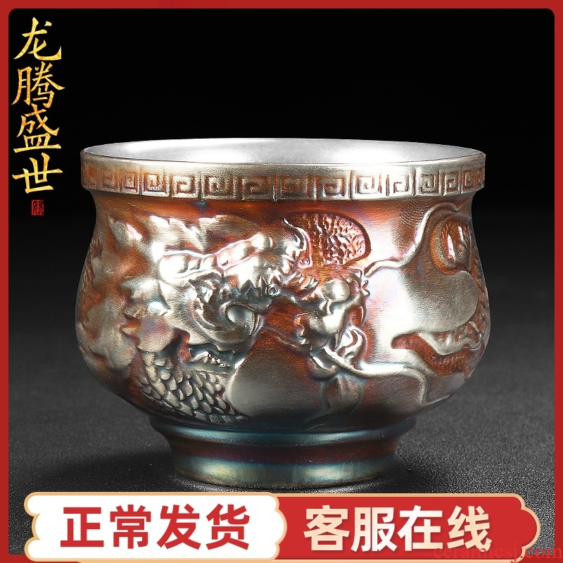 The Master artisan fairy Peng Guihui discus tasted silver gilding ceramic cups household checking retro large Master cup single CPU