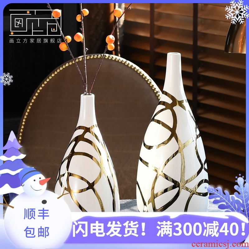 Sitting room cubic contracted and I ceramic creative flower arranging vase dry flower is placed Nordic interior decoration, flower implement