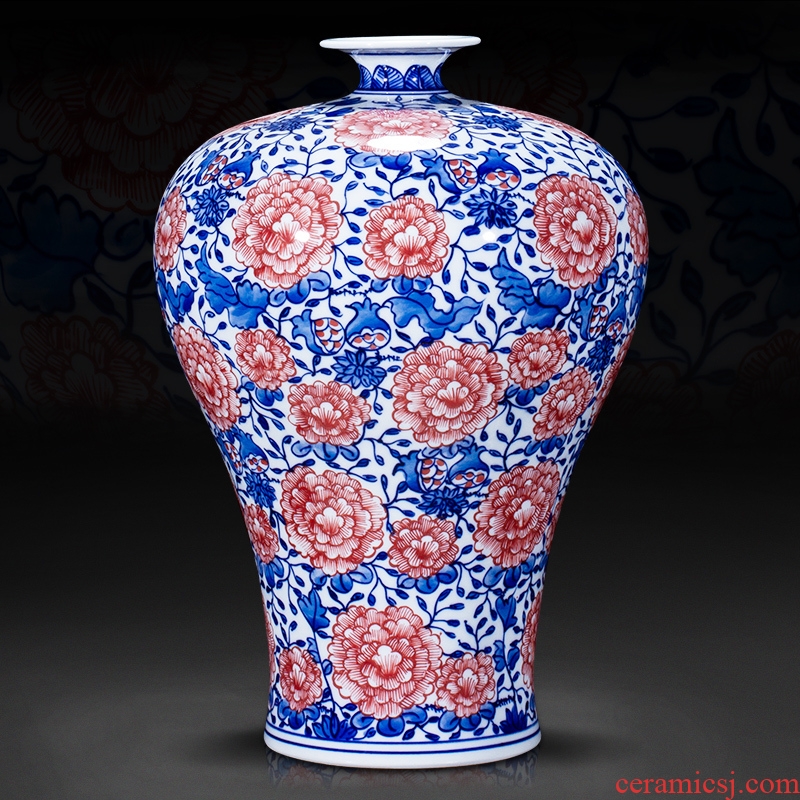 Jingdezhen ceramics archaize mei bottle of blue and white porcelain vase furnishing articles collection of new Chinese style sitting room adornment is placed arranging flowers