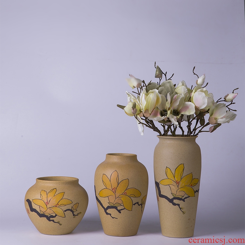 New Chinese style home sitting room adornment handicraft furnishing articles modern simplicity of three - piece ceramic vase