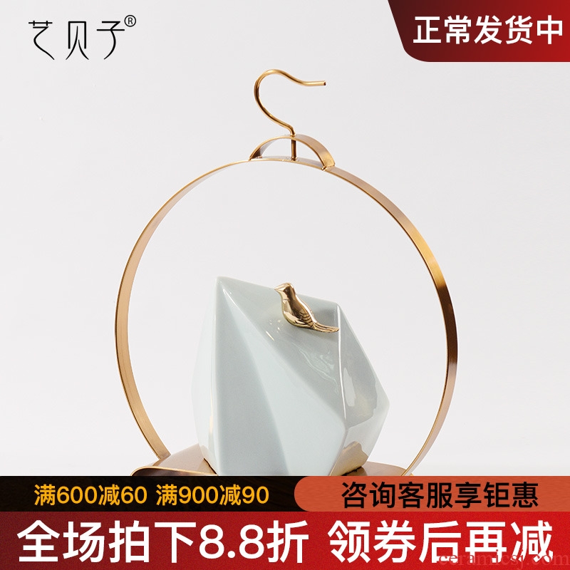 I and contracted geometric metal ceramic art household adornment of new Chinese style hotel coffee shop home furnishing articles