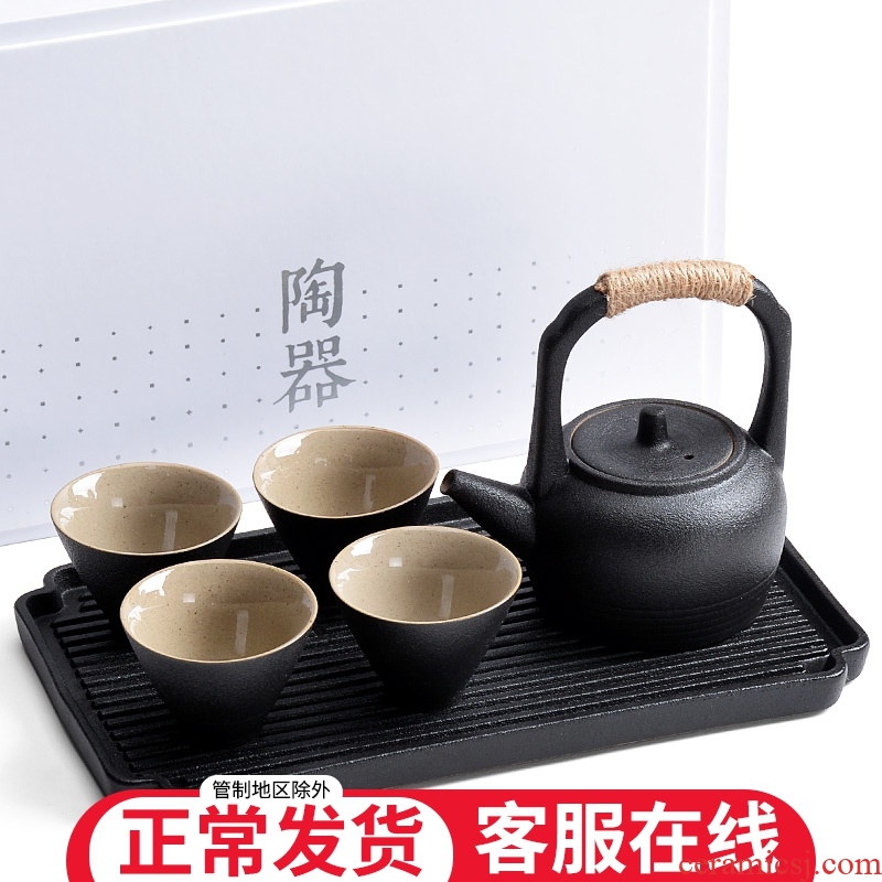 Of a complete set Of tea sets Of household ceramics contracted four people make tea cup tea tray, small POTS kung fu tea set